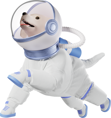 dog astronaut floating and looking at something PNG, SVG