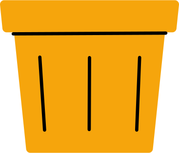 orange trash bin PNG, SVG