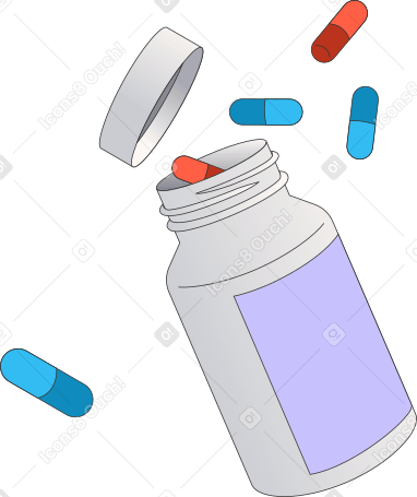 Ilustración animada de botella de píldoras en GIF, Lottie (JSON), AE