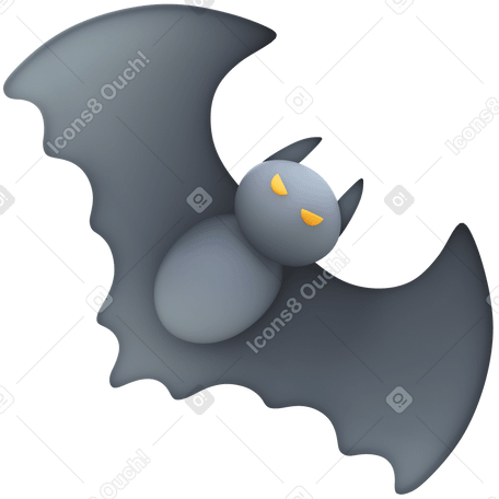 3D scary bat Illustration in PNG, SVG