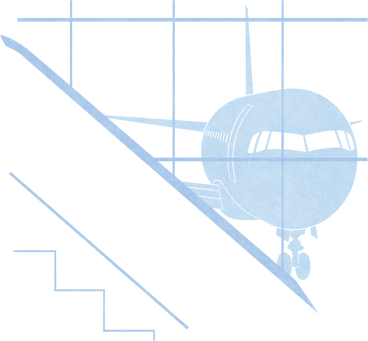 airport view with staircase and airplane PNG, SVG