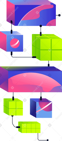 rectangular shapes connected by ubes Illustration in PNG, SVG