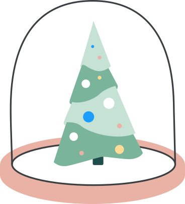 decorated christmas tree under a glass dome PNG, SVG