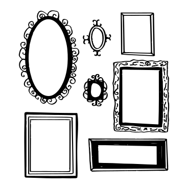 Bunch of frames on the wall PNG, SVG