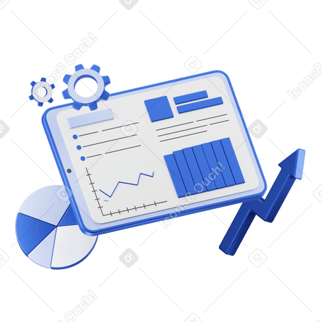 3D business analytics on tablet screen animated illustration in GIF, Lottie (JSON), AE