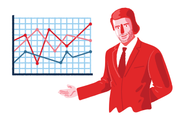 Homme d'affaires présentant le graphique boursier PNG, SVG