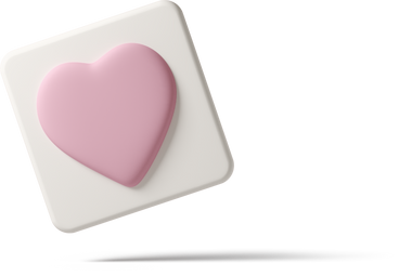 pink heart on white square PNG, SVG
