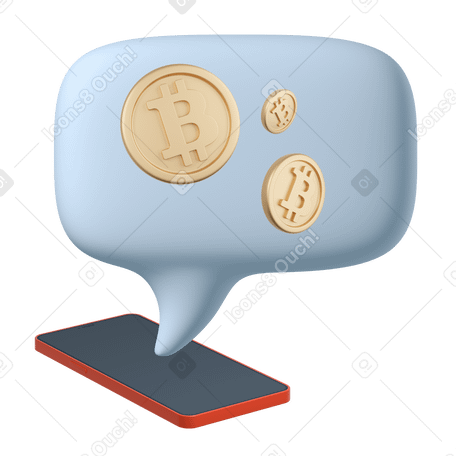 3D Bitcoin mining with phone Illustration in PNG, SVG
