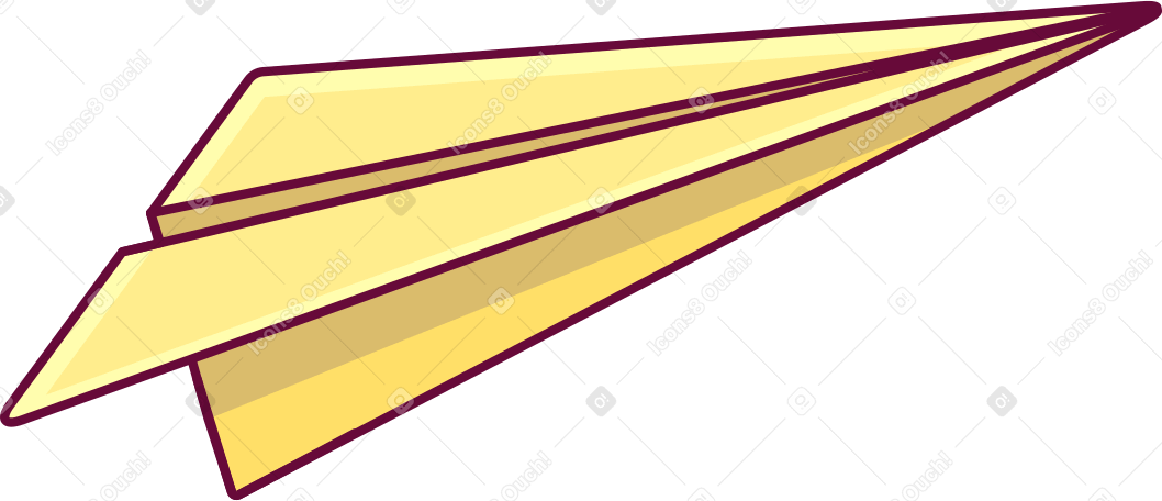yellow paper airplane Illustration in PNG, SVG