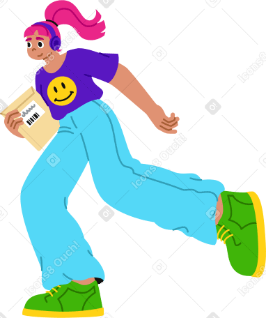 woman with package of documents running PNG, SVG