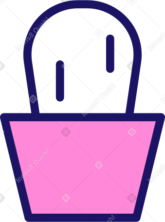 white cactus in a pink pot Illustration in PNG, SVG