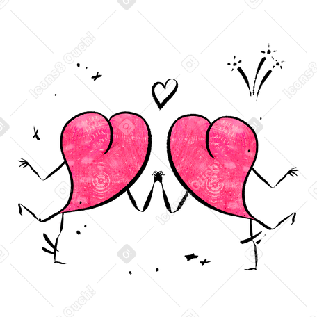 two hearts holding hands PNG, SVG