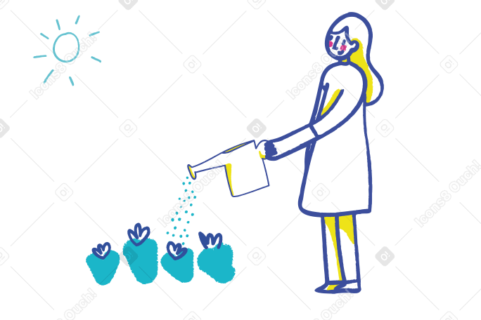 Watering flowers Illustration in PNG, SVG