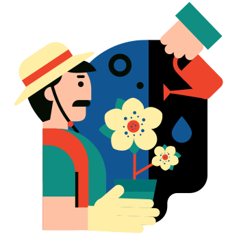 Gärtner hält eine topfblume und gießt sie PNG, SVG