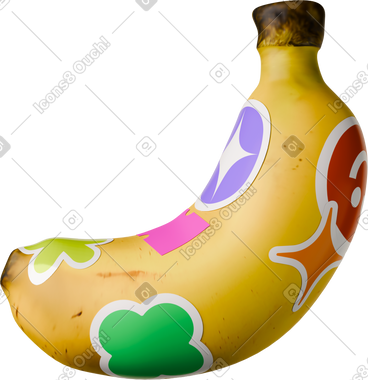 Banana with stickers PNG, SVG