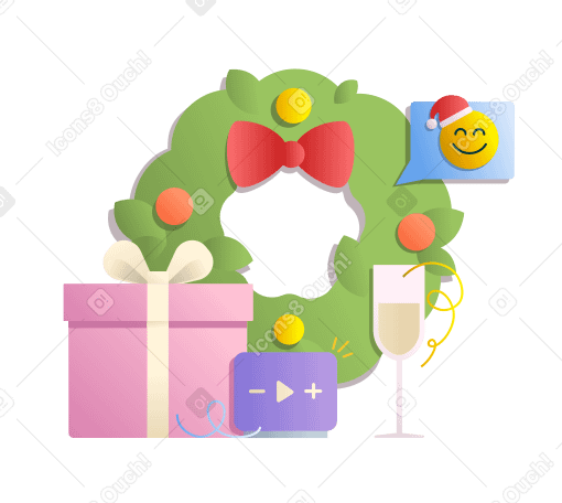 Christmas with a wreath PNG, SVG