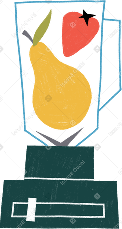 blender with pear and strawberry Illustration in PNG, SVG