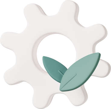 cogwheel and green leaves PNG, SVG