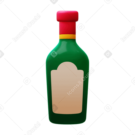 3D wine bottle PNG, SVG