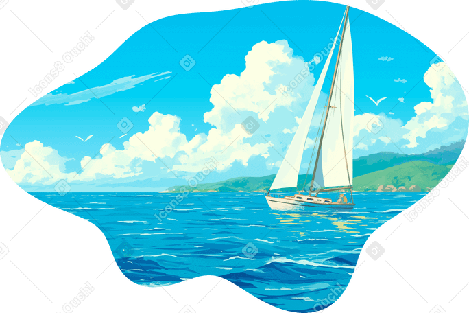 Лодка на фоне моря в PNG, SVG