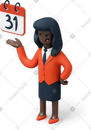 3D 有日历的女商人 PNG, SVG