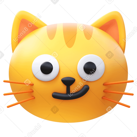 3D cat with wry smile Illustration in PNG, SVG