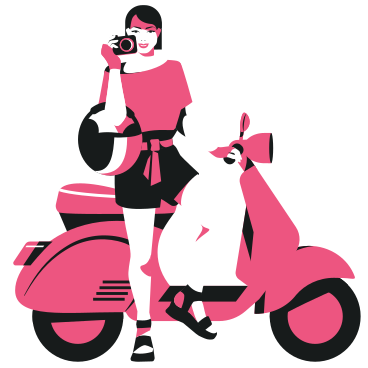 Woman tourist on a moped PNG, SVG
