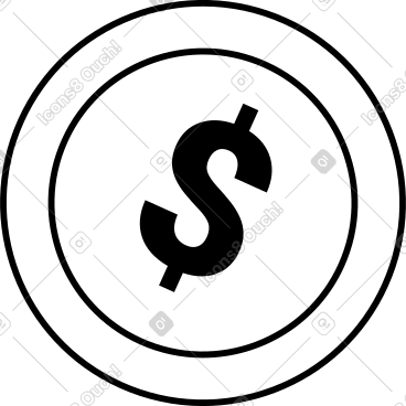 Dollar coin icon PNG, SVG