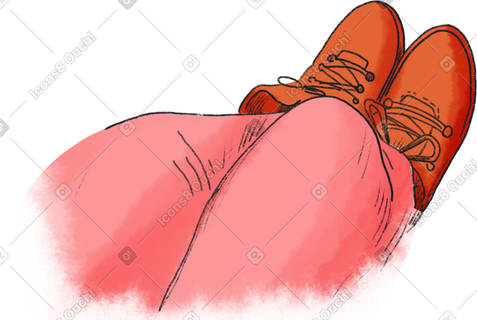 top view of legs in pink pants and red shoes PNG, SVG