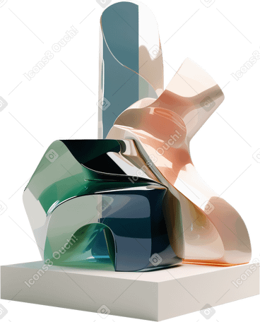 3D stack of abstract glass shapes PNG, SVG