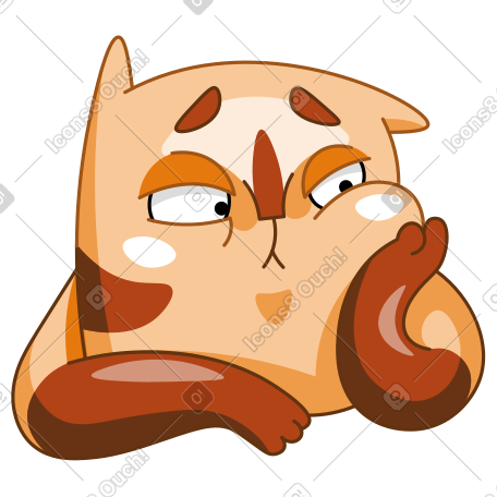 无聊的猫用爪子抱着头 PNG, SVG