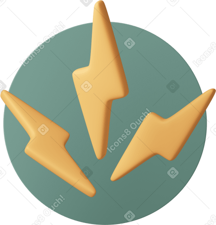 3D lightning bolts in circle icon PNG、SVG