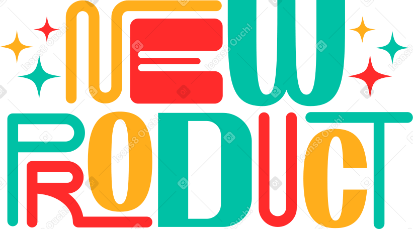 lettering new product in different letters style text PNG, SVG