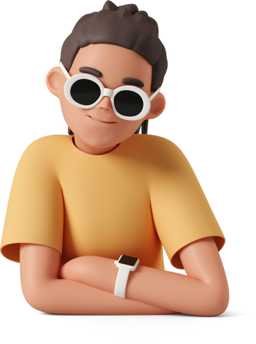 Junge frau mit sonnenbrille sitzt mit gekreuzten händen PNG, SVG