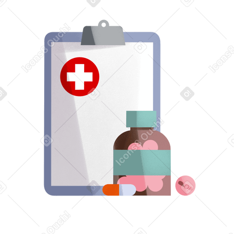 Medical form and pills PNG, SVG