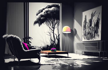 3D living room modern interior background PNG, SVG