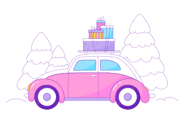 Pink car with gifts PNG, SVG