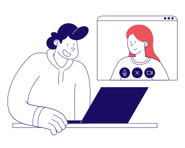 Man talking to a woman on a video call PNG, SVG