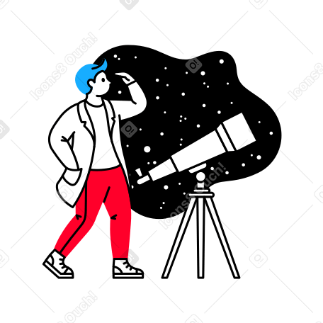 Astronomer studying stars with a telescope PNG, SVG