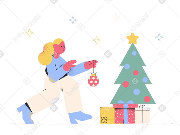 Decorating Christmas tree Illustration in PNG, SVG