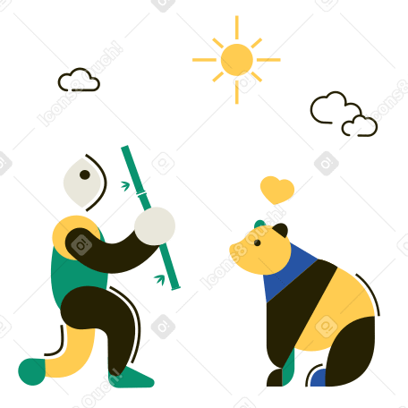 Panda and bamboo Illustration in PNG, SVG