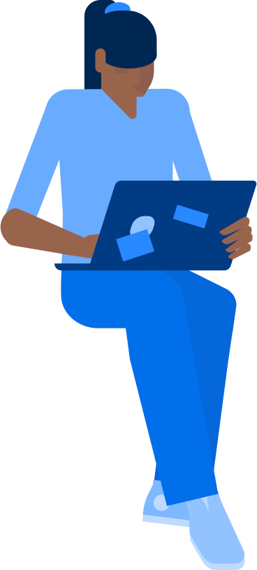 Sitting woman with a laptop on her lap PNG, SVG