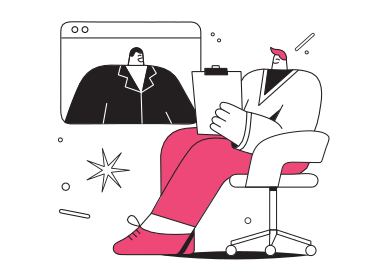 Men talking online animated illustration in GIF, Lottie (JSON), AE