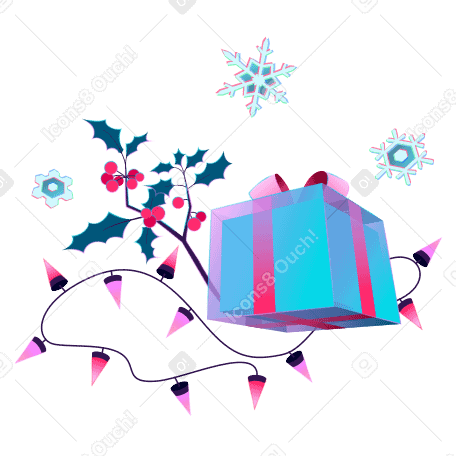 礼物、冬青树和圣诞装饰品 PNG, SVG