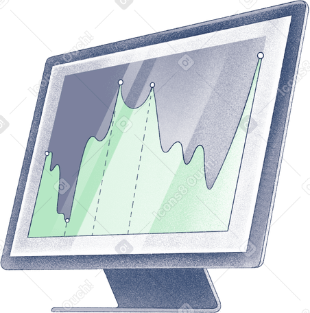 monitor with graph Illustration in PNG, SVG