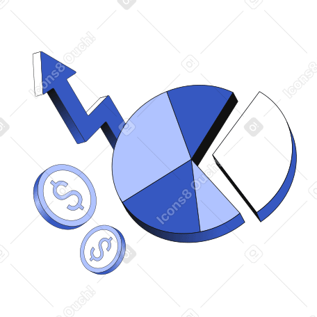 Pie chart showing financial growth PNG, SVG
