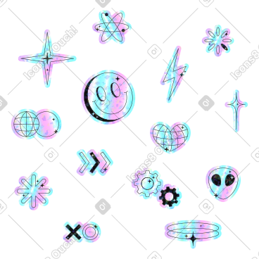 Decorative objects sticker pack PNG, SVG