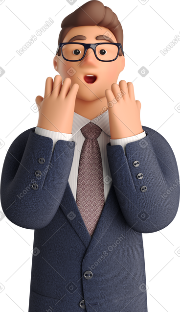 Astonished businessman in dark blue suit PNG, SVG