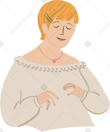 blond woman sitting with closed eyes Illustration in PNG, SVG
