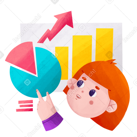 marketing girl shows the growth on the graph PNG, SVG